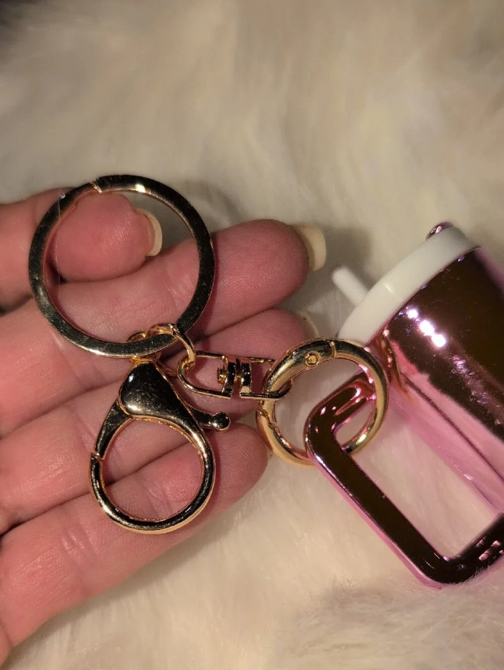 Pink/Purple Metallic Tumbler Keychain Bagcharm